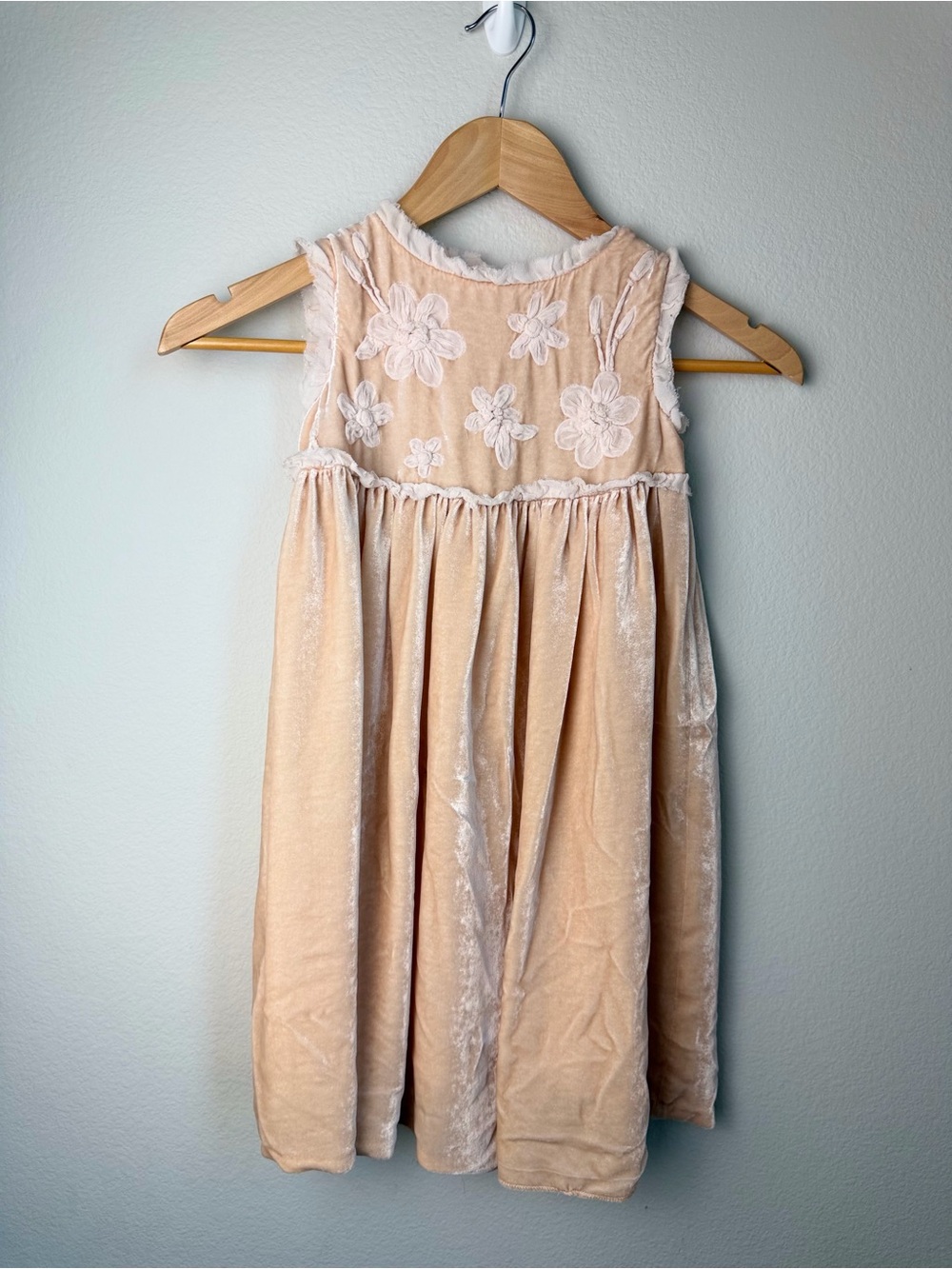 Bonpoint Girls' Floral Velvet Dress in Blush